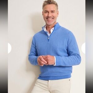 NWT Tommy Bahama Men's IslandZone Coolside Half Zip Pullover Sky Blue Sweater